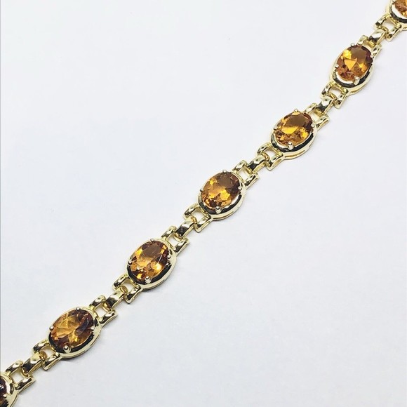 Vintage Sterling Silver Gold Clad Yellow Citrine Bracelet 6 3/4” - Picture 4 of 8